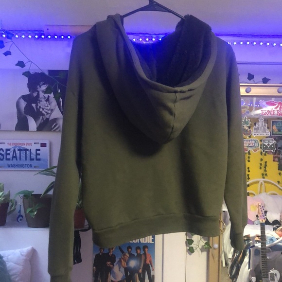 PINK Victorias Secret size XS army green zip up hoodie. - Picture 2 of 5